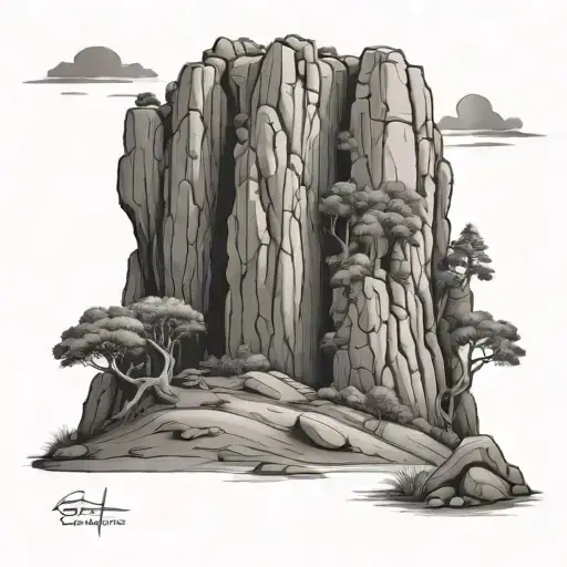 pinnacles cliff tattoo design idea