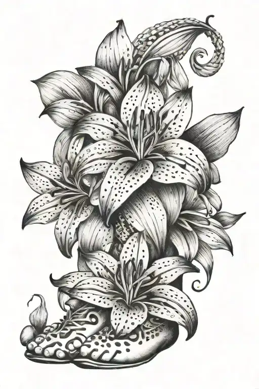Tiger Lily, Baby Feet tattoo design idea