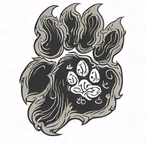 wolf paw print with greek symbol for alpha woven into print tattoo design idea