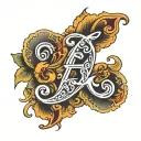 lower case cursive F tattoo design idea