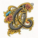 lower case cursive F tattoo design idea