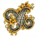 lower case cursive F tattoo design idea