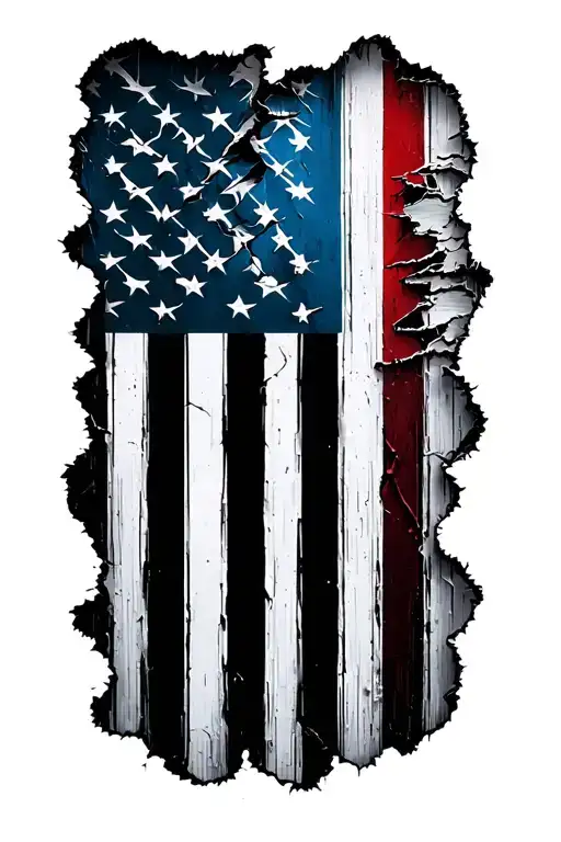 Black Ripped American Flag tattoo design idea