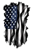 Black Ripped American Flag tattoo design idea