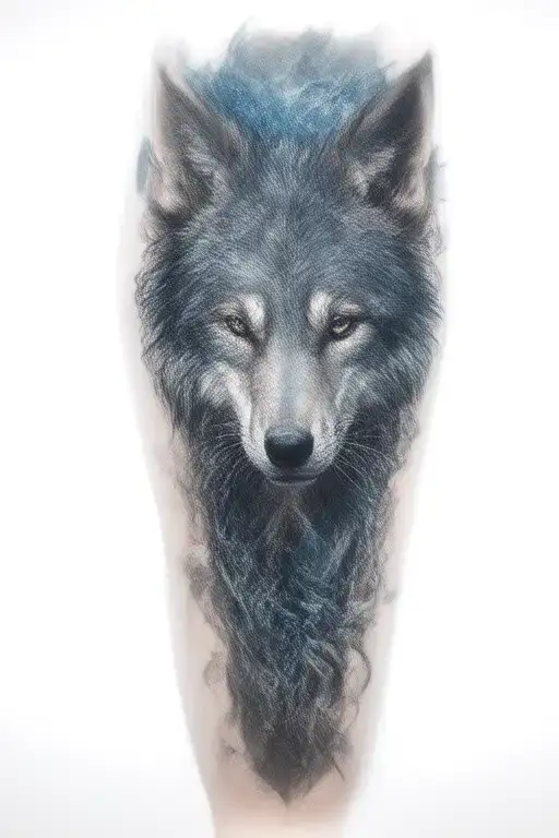 yakuza sleeve Wolf blue tattoo design idea