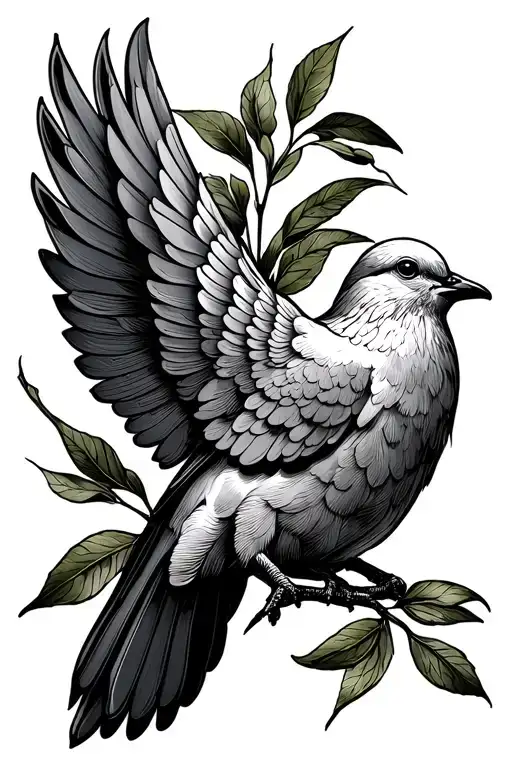 Dove with olive branch tattoo design idea
