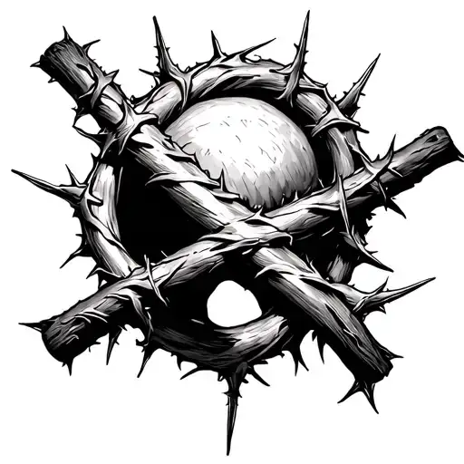 cane wrapped in thorns tattoo design idea