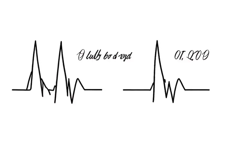 two distinct heart beats with name and date of birth for each tattoo design idea