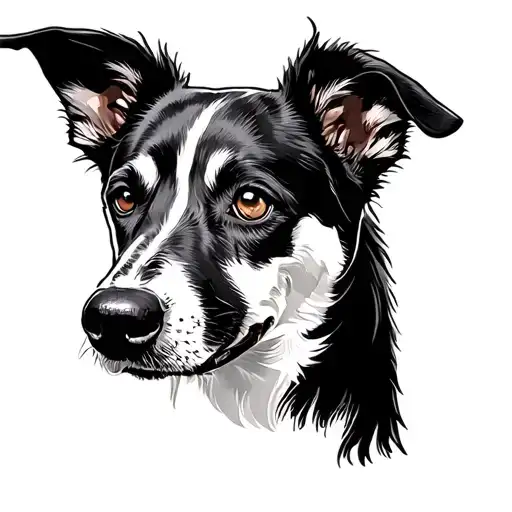 Australian Cattle Dog shiloette patch on eye surrounded tattoo design idea