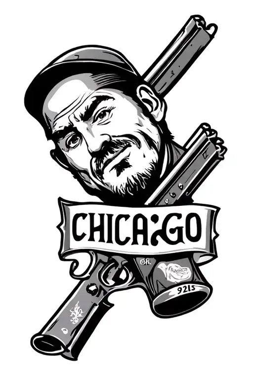 Chicago gangster theme tattoo design add a bridge to it make it a leg sleeve tattoo design idea