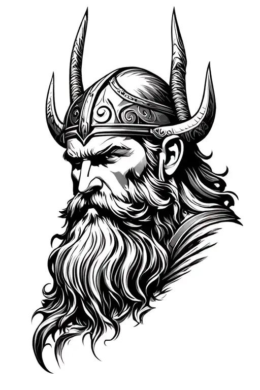 Thor viking with beard tattoo design idea