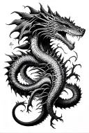 A basilisk, hydra, and a leviathan, 3 figures tattoo design idea