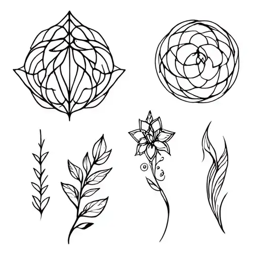 flash sheet based on fine line designs inspired tattoo design idea