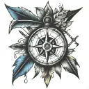 arrows and compass intertwined tattoo design idea