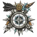 arrows and compass intertwined tattoo design idea