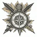 arrows and compass intertwined tattoo design idea
