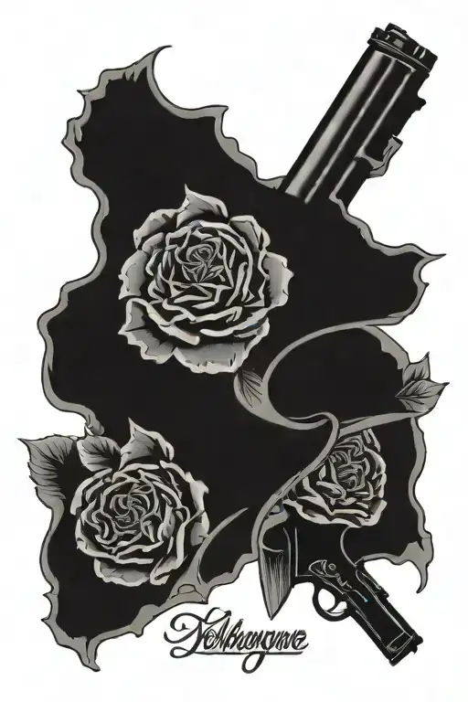 Yellowstone logo guns flowers tattoo design idea