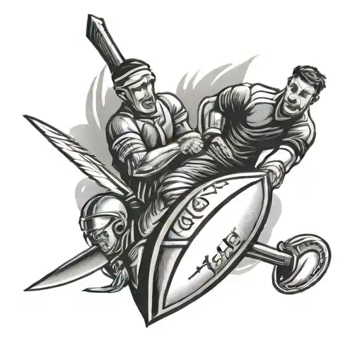 rugby, travelling, knives tattoo design idea