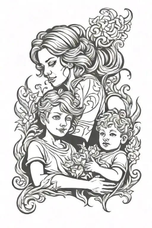 fire mom son tattoo design idea