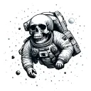 skull Astronaut floating in space themed tattoo tattoo design idea