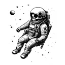 skull Astronaut floating in space themed tattoo tattoo design idea