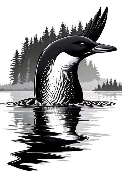 loon on a lake tattoo design idea