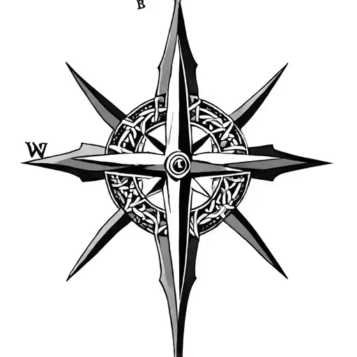 Celtic Cross over a Nordic Compass rose  tattoo design idea