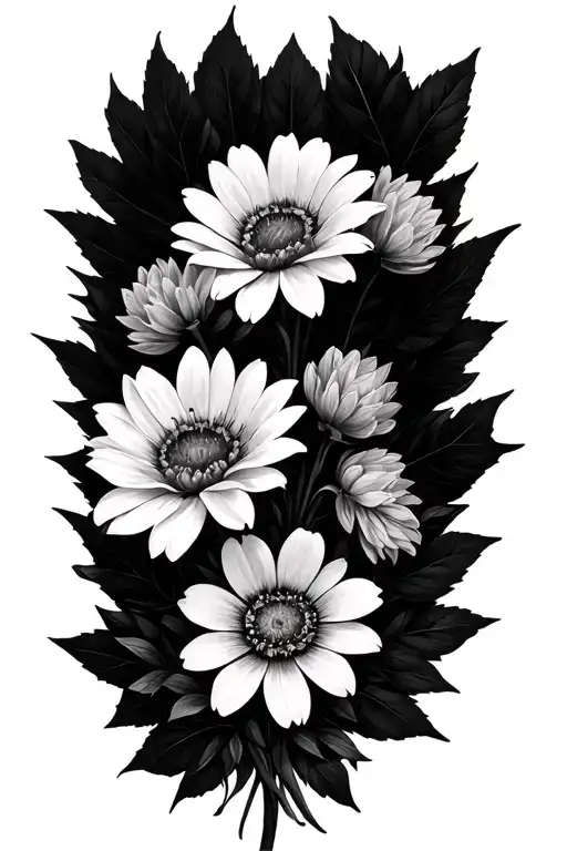 january february march and july birth flower bouquet tattoo design idea