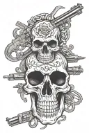 Skull and Guns tattoo design idea
