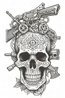 Skull and Guns tattoo design idea