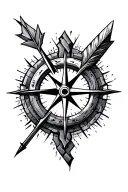 broken compass and arrow design tattoo design idea