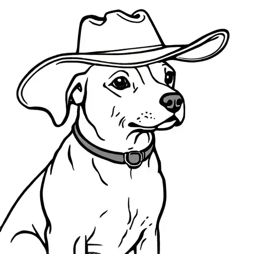 dog outline with cowboy hat tattoo design idea