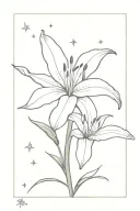 Lily flower with a firefly looking at the star tattoo design idea