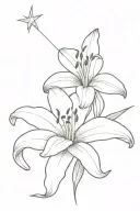 Lily flower with a firefly looking at the star tattoo design idea