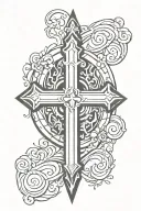 cross inside shield tattoo design idea