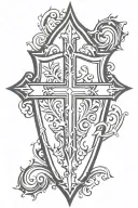 cross inside shield tattoo design idea