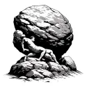sysiphus rolling a boulder tattoo design idea