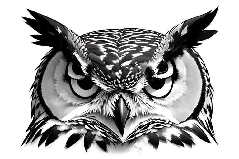 face of a great horned owl tattoo design idea