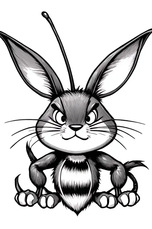 angry bugs bunny tattoo design idea