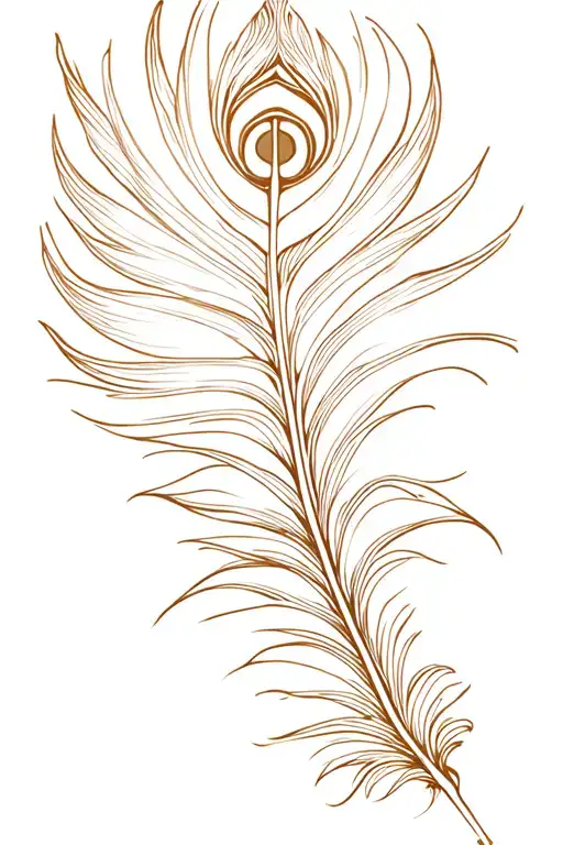 peocock feather with krishna flute surrounded tattoo design idea
