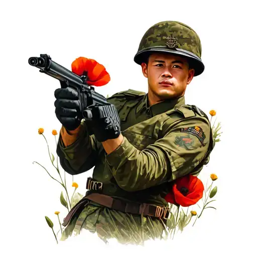 martial arts, British army, poppy  tattoo design idea