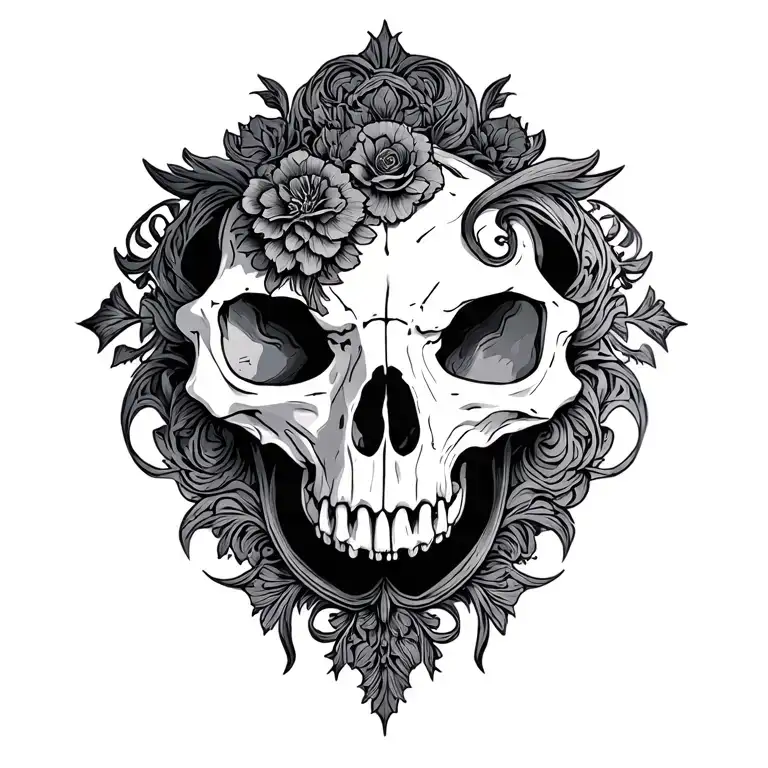 Animal skull surrounded tattoo design idea