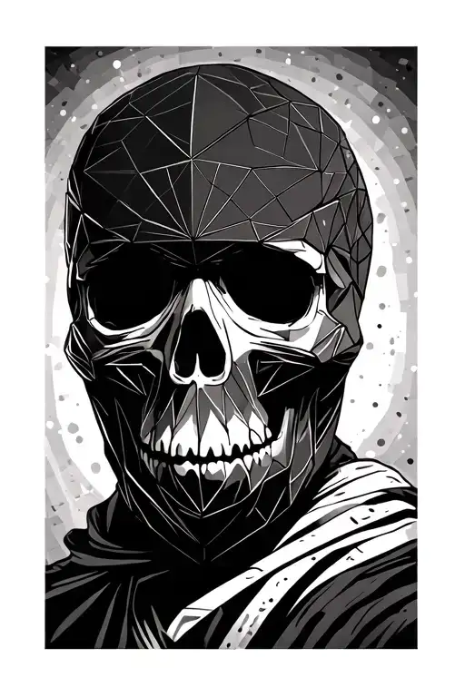 skull wearing ski mask tattoo design idea