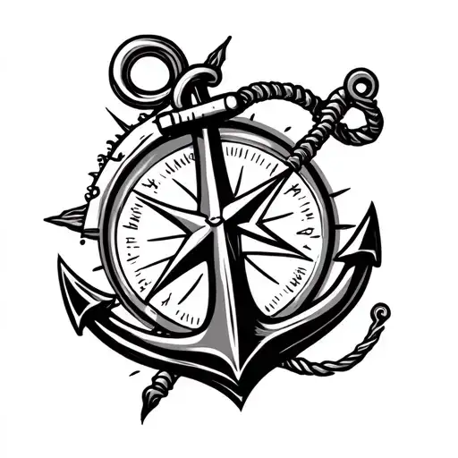 anchor and a compass tattoo design idea