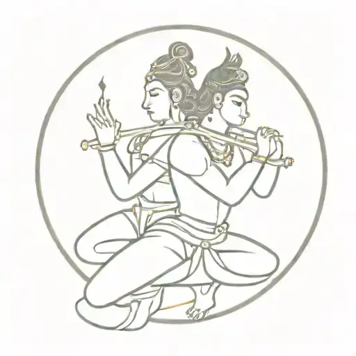 shiva and krishna flute tattoo design idea