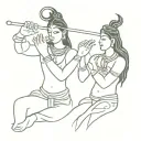 shiva and krishna flute tattoo design idea