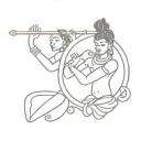shiva and krishna flute tattoo design idea