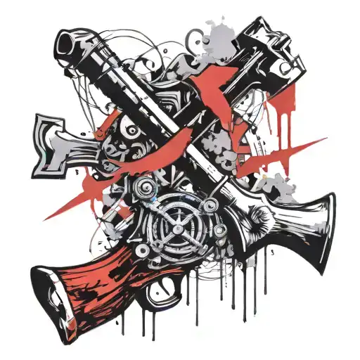 communist sickle and hammer with heads of Marx, Engels and Lenin tattoo design idea