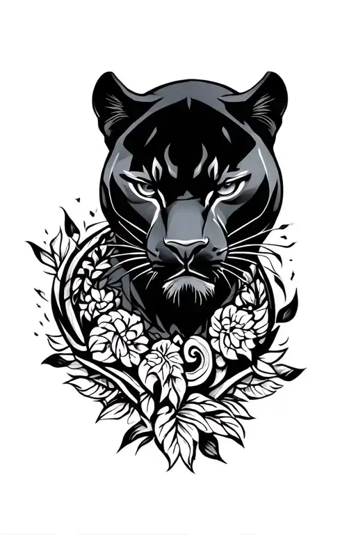 black panther tradition style , going around an existing ohio outline I have now tattoo design idea