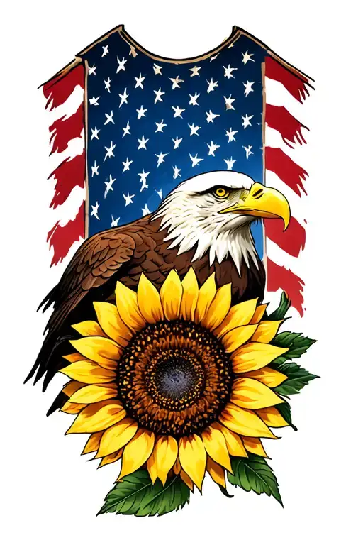 American flag Bald Eagle sunflower tattoo tattoo design idea